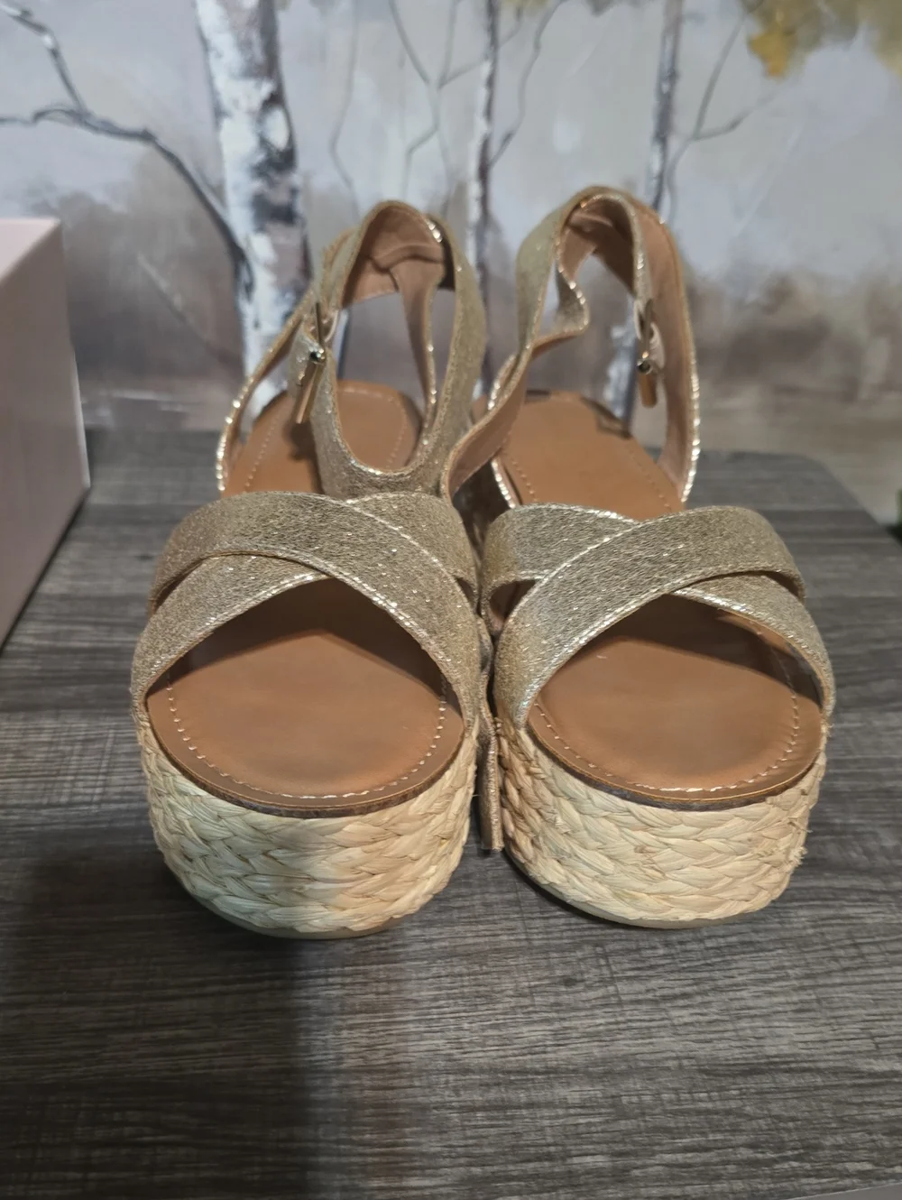 Chinese Laundry Metallic Gold Platform Espadrille Sandals